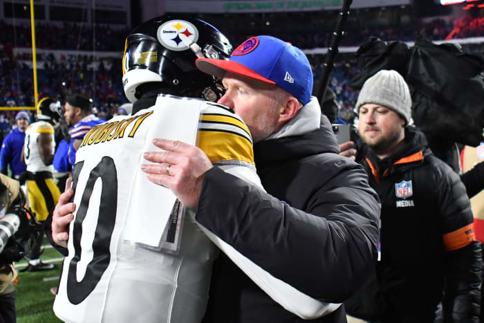 QB Mitch Trubisky and Bills' head coach Sean McDermott